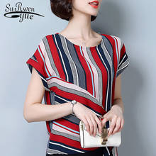 blusas mujer de moda 2019 women blouses 4XL plus size tops striped chiffon blouse women shirts short sleeve women tops 0620 40 2024 - buy cheap