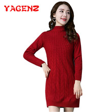 YAGENZ Half high collar Knitted Sweater Women Warm Long Coat Long sleeve Pullovers Autumn Winter Turtleneck Female Sweaters 232 2024 - buy cheap