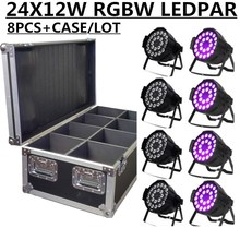 8pcs/ 24X12W RGBW LED PAR Light +Flight Case dmx512 control DJ light professional stage equipment led wash light 2024 - buy cheap