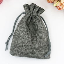 7*9cm 10pcs Vintage Style handmade Gray Jute bags Sacks Drawstring pouch gift bag favor Linen wedding jewelry Packaging Bags 2024 - buy cheap