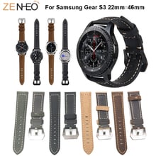 Correa de cuero genuino para reloj Samsung Galaxy, correa de 46mm para Samsung Gear S3, correa de repuesto para reloj 2024 - compra barato