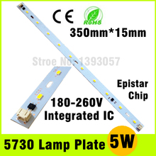 Placa de tubo LED de 180-260V, 5W, SMD 5730, Chip Epistar, blanco frío/blanco cálido, Panel de lámpara de 220v, envío gratis, venta al por mayor 2024 - compra barato