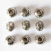 20pcs/lot 7*10mm Antique Silver Color Round Big Hole Charm Beads Metal European Beads For Bracelet Necklace Jewelry Making 2024 - buy cheap