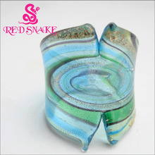 Anel de cobra vermelha artesanal da moda azul com padrão de nebulizadora recurso de corte tecnologia anéis de vidro de murano 2024 - compre barato