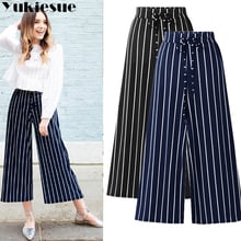 striped trousers for women pantalon femme pantalones mujer Plus size  6XL high waist elastic loose wide leg pants capri women 2024 - buy cheap