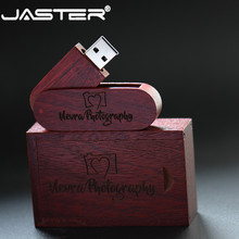 JASTER-pendrive personalizable de madera + caja con logotipo Personal, memoria usb de 4GB, 8GB, 16GB, 32GB y 64GB, regalo de boda 2024 - compra barato