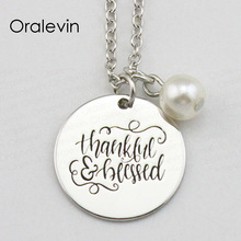 Diy Making THANKFUL BLESSED Inspirational Hand Stamped Engraved Custom Pendant Female Necklace Gift Jewelry,10Pcs/Lot, #LN2124 2024 - buy cheap