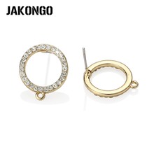 Jakongo ouro cor redonda cristal brinco base conectores para fazer diy brinco acessórios feitos à mão brinco gancho 18*16mm 4 pçs 2024 - compre barato