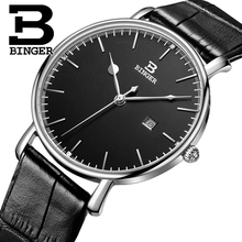 BINGER-Reloj de pulsera para hombre, de lujo, correa de cuero de cuarzo, ultrafino, resistente al agua, B3053M-2 2024 - compra barato