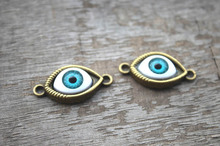 10pcs-- Evil Eye Charms, Antique bronze Evil Eye charm pendants, Eye connector, Classic Style 30X15mm 2024 - buy cheap