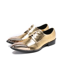 British Style gold dress shoes men male steel toe oxford crocodile genuine leather elegant office formal gents shoes sepatu pria 2024 - buy cheap