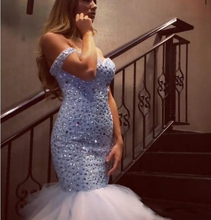 Luxury Crystal Mermaid Prom Dresses 2020 Off Shoulder Sweetheart Court Train Bridal Gowns Sparkly Formal Evening Party Gowns 2024 - compre barato