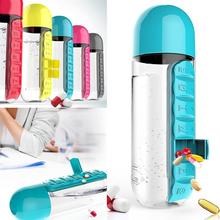 Creative 600ML Candy Color Pill Case Water Bottles Two-In-One Portable Pill Box Organizer Portable Plastic Outdoor Kettle Set 2024 - buy cheap