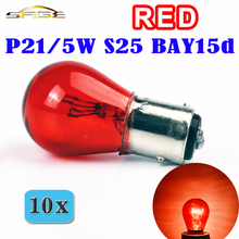 Flytop-lámpara trasera para coche, Bombilla indicadora de freno, P21/5W S25 BAY15d 1157, Color de cristal rojo, 12V, 21/5W, 10 unids/lote 2024 - compra barato