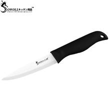 Sowoll Kitchen Ceramic Knife 4'' ABS+TPR Black Handle White Thin Blade Utility Knife Bread Fruit Cooking Accessories Free Cover 2024 - buy cheap