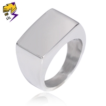 Punk Anniversary Geometric Titanium Men Rings Silver Color 13mm Width Square Finger Rings for Women Fashion Jewerly 2024 - buy cheap