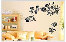 Classical black flower vine TV background wall decal ZY7041 decorative adesivo de parede removable pvc wall sticker 2024 - buy cheap