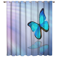 Animales mariposa azul cortinas de tratamiento de ventanas cenefa Sala dormitorio cocina exterior niños ventana tratamiento establece ventana 2024 - compra barato