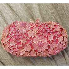 Rosa flor forma de cristal luxo bolsa noite diamante pochette festa à noite bolsa do baile de formatura dia do casamento garras sc112 2024 - compre barato