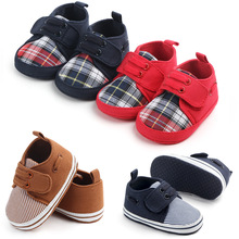 Newborn Toddler Baby Stripe Plaid Canvas First walkers Baby moccasins Soft bottom Canvas Bebe Anti-slip Baby shoes 0-18 M 2024 - buy cheap