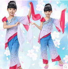 Top+pants+headwear+handkerchief Child Chinese National Yangko Dance Costume Girl Fan Umbrella Stage National Dance Costume 89 2024 - buy cheap