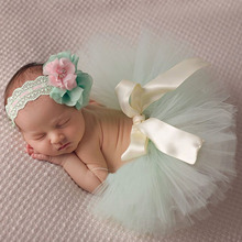 Детская юбка-пачка 10 цветов с цветочной повязкой на голову, модная юбка-пачка для фотосессии новорожденных и повязка на голову TS025 2024 - купить недорого