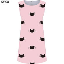 KYKU Cat Dress Women Pink Office Sundress Animal Party Ladies Dresses Pattern 3d Print Dress Gothic Sexy Womens Clothing Summer 2024 - buy cheap