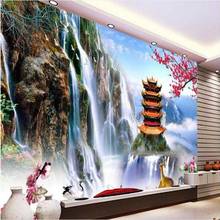 wellyu Custom large - scale murals mountains and rivers pavilion Millennium peach TV background wall non - woven wallpaper 2024 - buy cheap