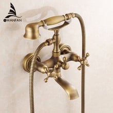 Torneira de banheira com fixação na parede, torneira escovada de bronze para banheira, chuveiro de mão, 6762f 2024 - compre barato