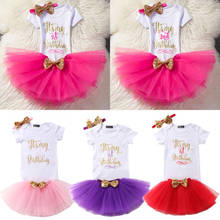 2018 New Kids 1st/2nd Birthday Skirts 2Pcs Princess Baby Girls Toddler White Romper Skirt Party Tulle Dress Child Summer Outfits 2024 - buy cheap