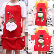 Красное Рождественское украшение Санта-фартук-снеговик для домашней кухни для приготовления пищи фартуки с карманами 2024 - купить недорого
