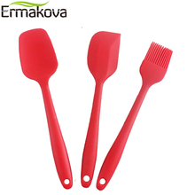 ERMAKOVA 3 Pcs Silicone Scraper Spatula Brush Set with Stainless Steel Core Non-Stick Heat-Resistant Kitchen Pastry Baking Tools 2024 - buy cheap