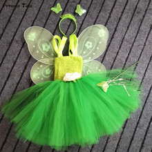 1Set Tinkerbell Fairy Princess Girls Tutu Dress with Wing Tulle Baby Girl Birthday Party Dress Kids Halloween Tutu Dress Costume 2024 - compra barato