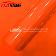 Orange glossy Vinyl Wrap Super Gloss Auto Wrapping film Sheet 1.52*20m/roll by free shipping 2024 - buy cheap