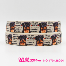Q&N OEM ribbon 7/8inch 22mm 170426004 dog printed grosgrain ribbon 50yds/roll free shipping for headband hair tie 2024 - buy cheap