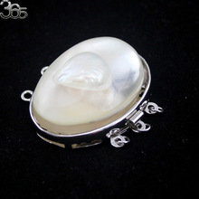 Free shipping Jewelry DIY Findings Natural MOP White Shell Pearl Oval Box Clasp 3-strand  28x34mm 2024 - buy cheap