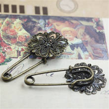 10Pcs Antique Bronze Plated 21MM Flower Brooch Vintage European Brooches for Women 2024 - buy cheap