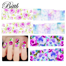 Наклейки для ногтей в виде цветов Bittb, 50 шт./компл., слайдер, наклейки для дизайна ногтей, маникюрные переводные наклейки на ногти 2024 - купить недорого