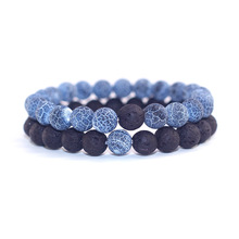 New Arrivals Natural Lava Stone Beaded Bracelets Blue Weathered Stone Handmade Couples Bracelet Men and Women Hand Chains 2024 - buy cheap