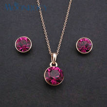 MOONROCY Free Shipping jewelry wholesale Rose Gold Color Round Crystal Necklace and Earring Jewelry Set women's Gift 2024 - buy cheap