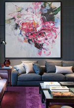 Pintura al óleo sobre lienzo de arte Rosa Blanco Adorable abstracto hecho a mano, pinturas de flores para decoración de sala de estar 2024 - compra barato