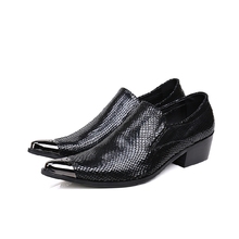Sapatos de couro masculinos com glitter, calçados pretos com salto alto ponta em estilo oxford para casamento 2024 - compre barato