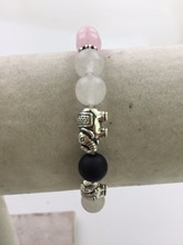 Round Beads Natural StonePink Crystal Black Onyx Whitejade Bracelet Elephant Bracelets Prayer Mala Beads Fashion Bracelets 2024 - buy cheap