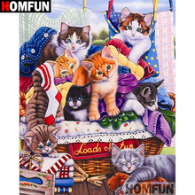 HOMFUN-pintura de diamante 5D DIY "perro gato", cuadrados o redondos de imitación bordado de diamantes, estilo punto de cruz 5D, decoración del hogar, A07604 2024 - compra barato