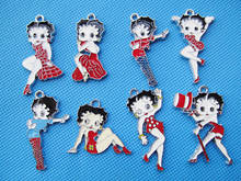 8pcs Mixed Silver tone Filigree Lovely Betty Boop Pendant Charm/Finding,DIY Accessory Jewelry Making 2024 - buy cheap
