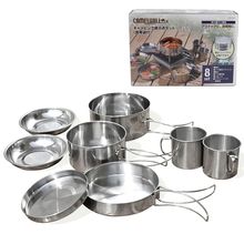 8pcs/set Stainless Steel Outdoor Picnic Pot Pan Kit Camping Hiking Cookware Plate/Bowl/Cup/Pan Cover Cooking Set kitchenware 2024 - buy cheap