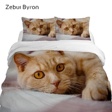 3D Luxury Bedding Set King/Eruo Size,Custom Print Comforter/Quilt/Duvet Cover Set,Kids Baby Child Bed Set Animal Pet Orange cat 2024 - buy cheap