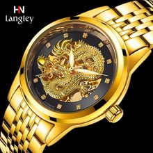 LANGLEY Brand Men's Skeleton Automatic Mechanical Watches Male Stainless Steel Dragon Wristwatch Waterproof Relogio Masculino 2024 - buy cheap