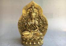 9'' brass carved buddhism Thousand-Hand Kwan-yin Avalokitesvara Guanyin statue 2024 - buy cheap