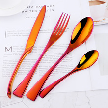 16-32PCS Red Cutlery Knife Set Stainless Steel Hotel Food Tableware Flatware Steak Knives Forks Spoons Western Dinnerware Sets 2024 - buy cheap